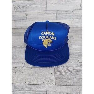 Vintage 80s Canon Cougar Snapback Hat High School Cap YR Headwear